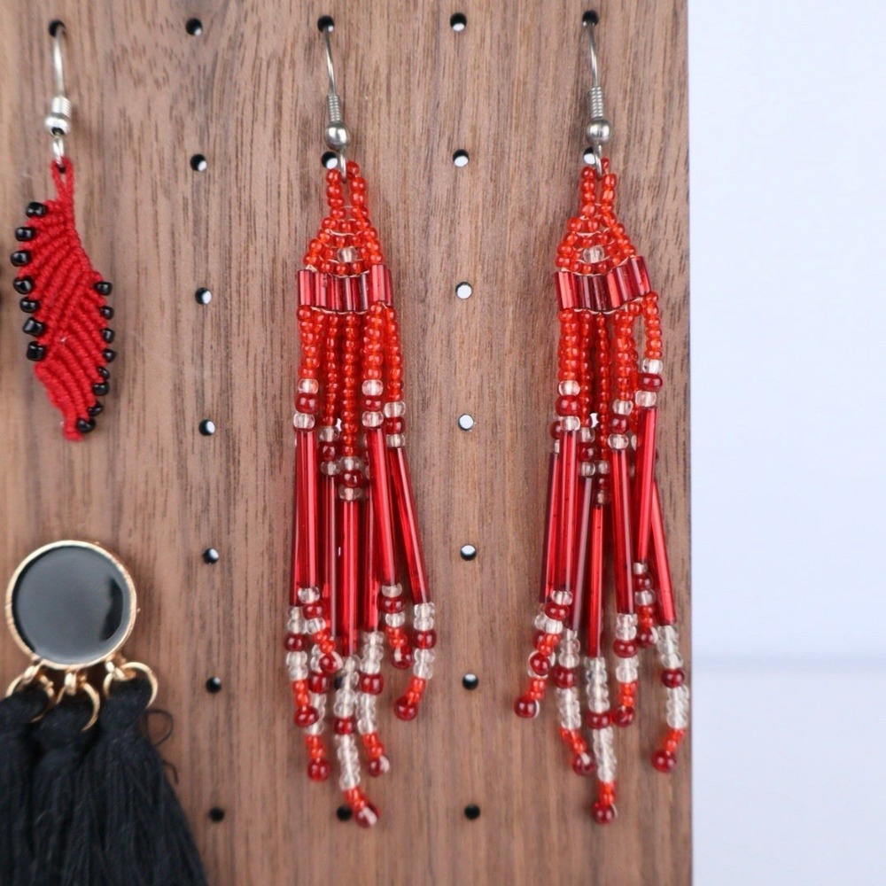 5 Pairs Beaded Native Colorful Boho Earrings Drop Handmade Tassel - Picture 4 of 6